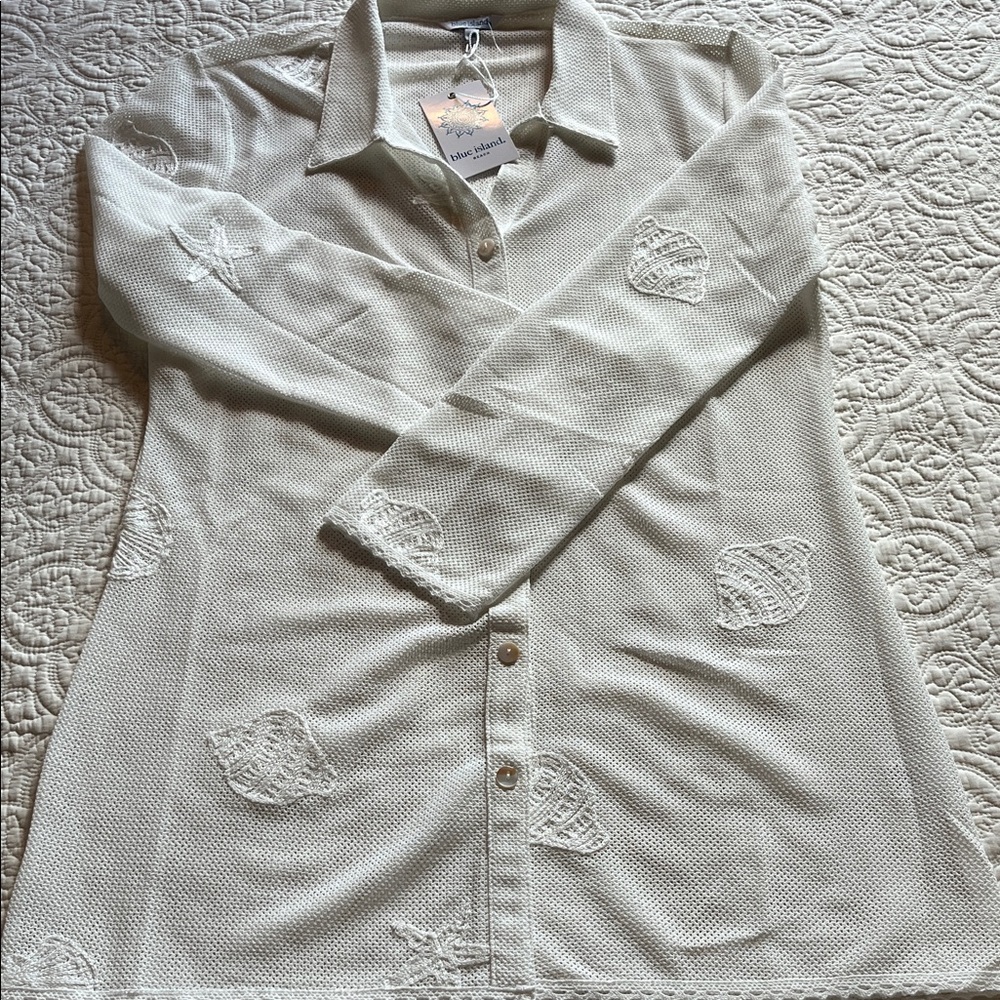 Blue Island Cream Textured Shirt